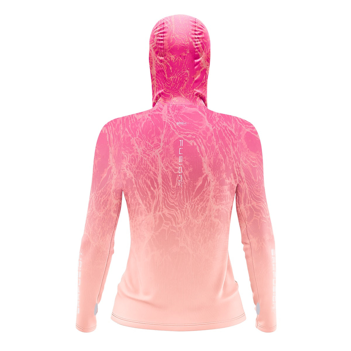 Camisa FusionX Feminina Brk Clean Efeito Água Laranja Rosa com Capuz e Proteção Solar UV50+ - Brk Fishing