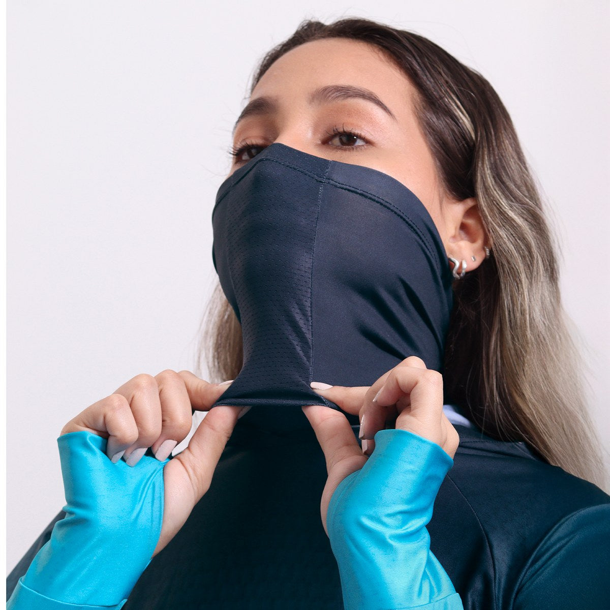 Camisa FusionX Feminina Brk Clean Azul com Capuz e Proteção Solar UV50+ - Brk Fishing