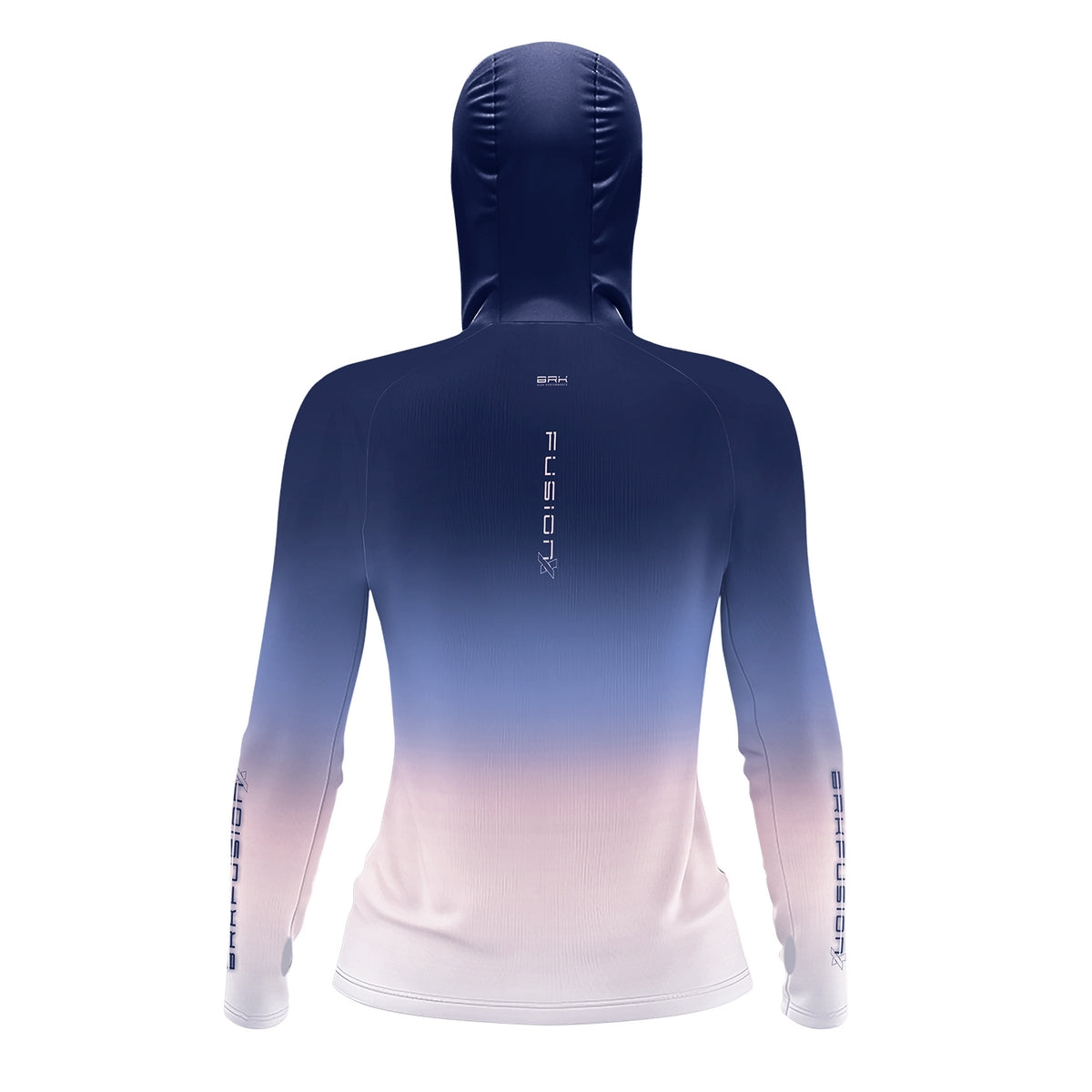 Camisa FusionX Feminina Brk Clean Degradê Azul Bege com Capuz e Proteção Solar UV50+ - Brk Fishing
