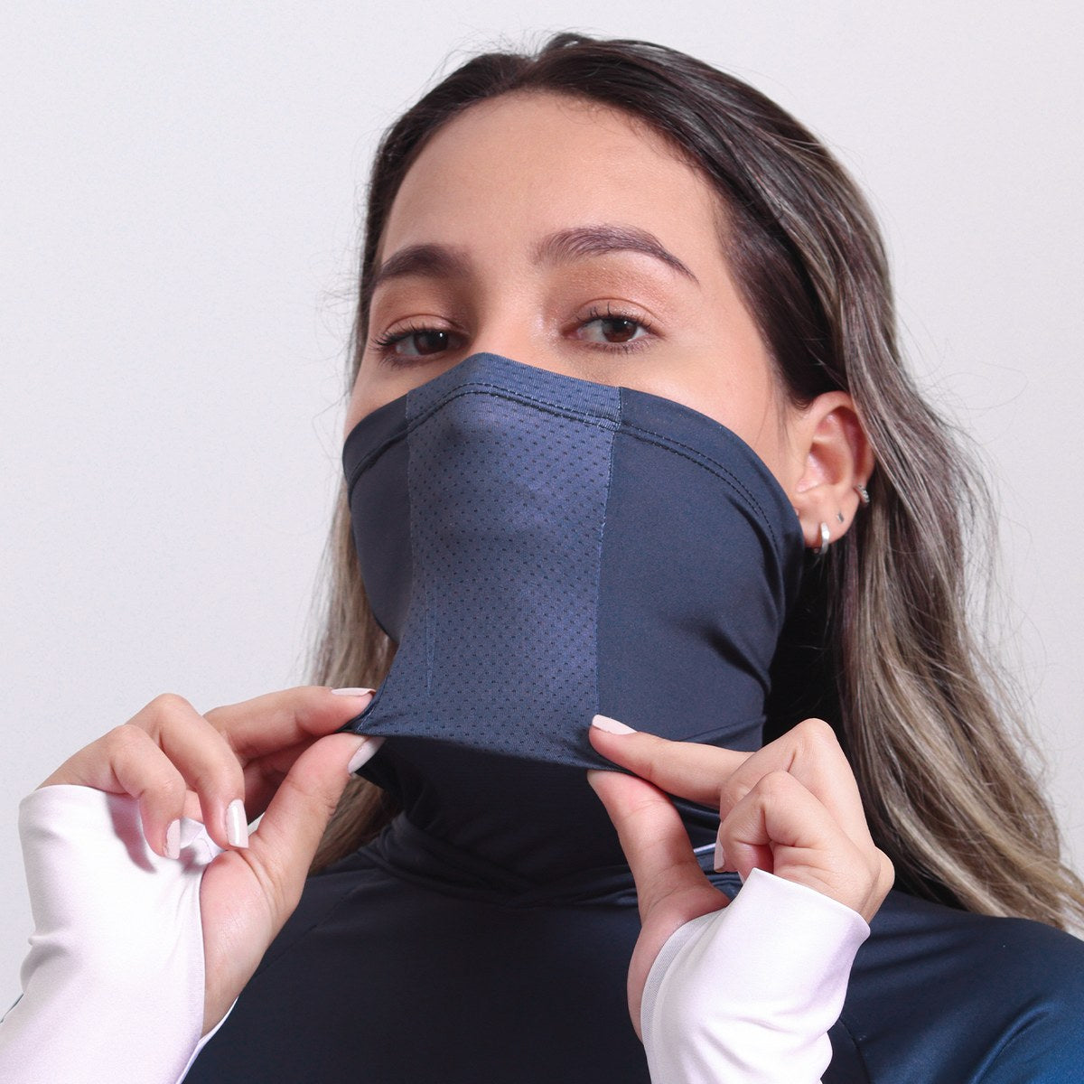 Camisa FusionX Feminina Brk Clean Degradê Azul Bege com Capuz e Proteção Solar UV50+ - Brk Fishing