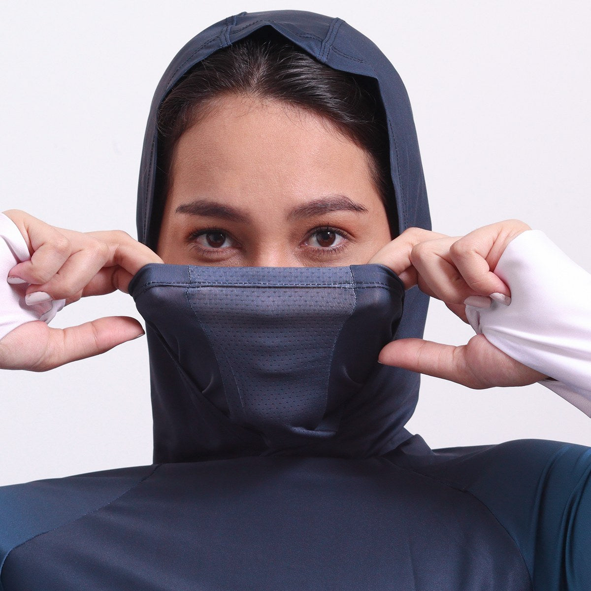 Camisa FusionX Feminina Brk Clean Degradê Azul Bege com Capuz e Proteção Solar UV50+ - Brk Fishing