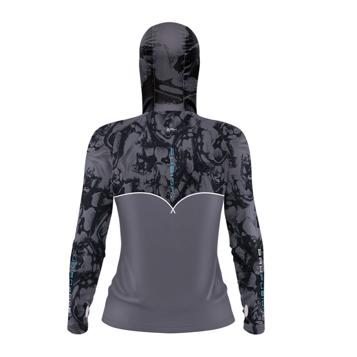 Camisa FusionX Feminina Brk Deep Cinza Camuflado com Capuz e Proteção Solar UV50+ - Brk Fishing