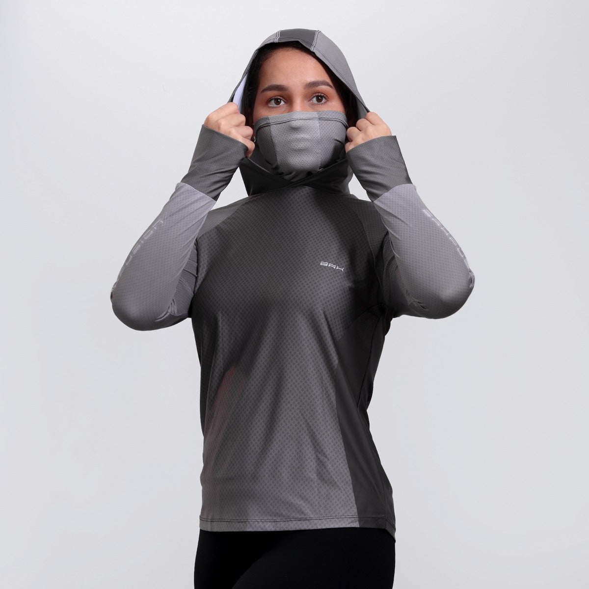 Camisa FusionX Feminina Brk Clean Cinza com Capuz e Proteção Solar UV50+ - Brk Fishing