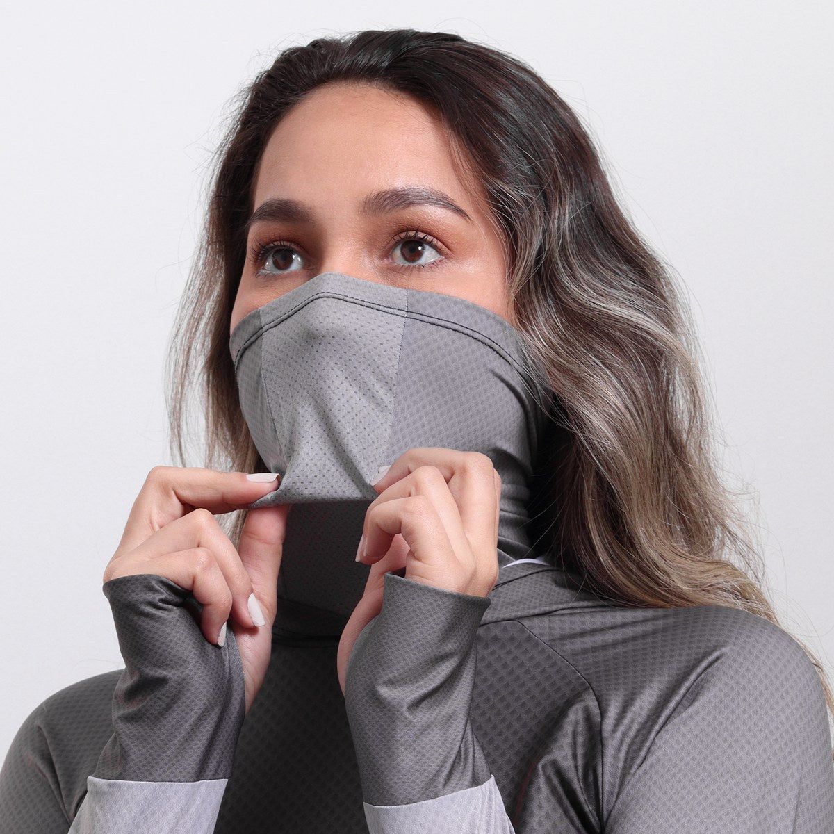 Camisa FusionX Feminina Brk Clean Cinza com Capuz e Proteção Solar UV50+ - Brk Fishing