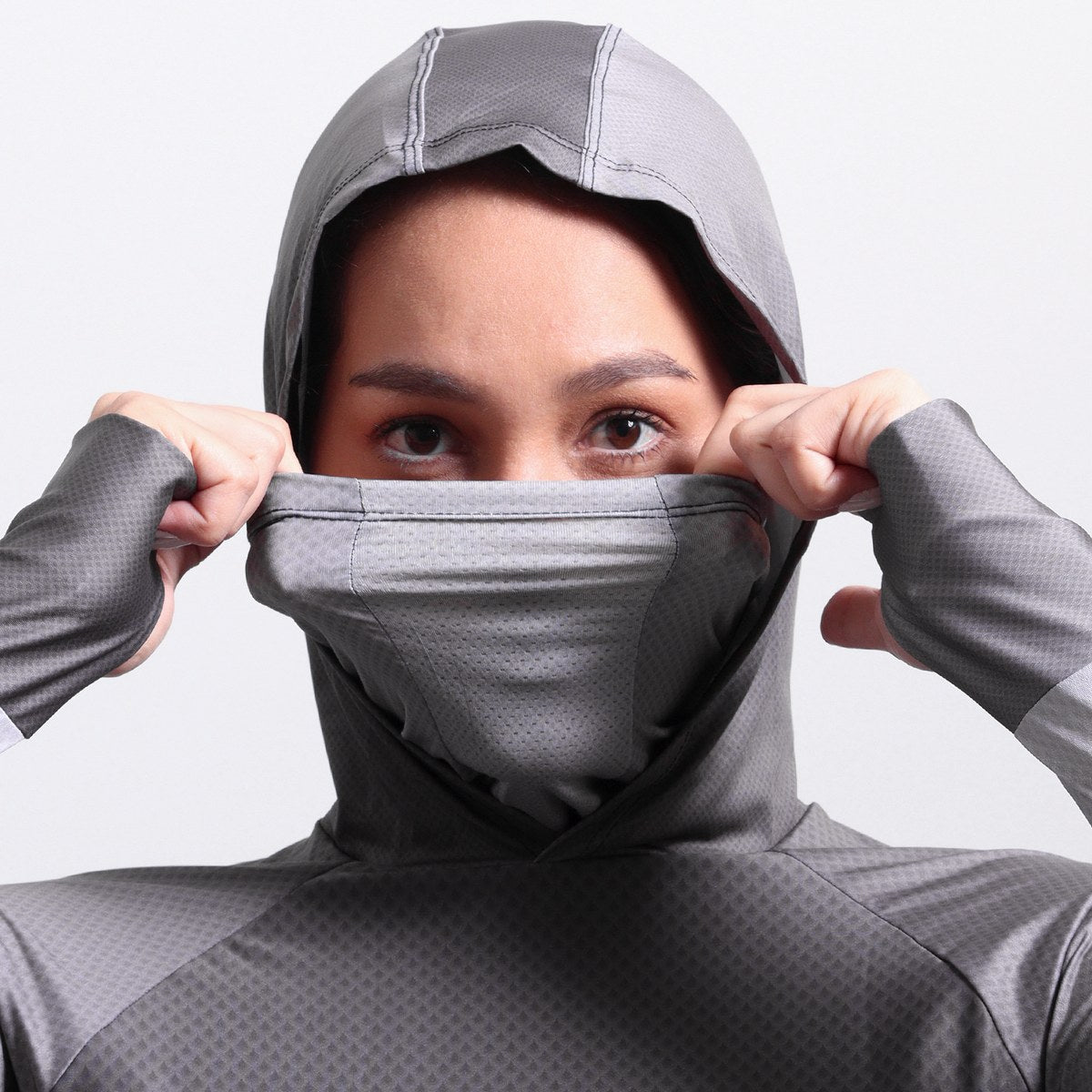 Camisa FusionX Feminina Brk Clean Cinza com Capuz e Proteção Solar UV50+ - Brk Fishing