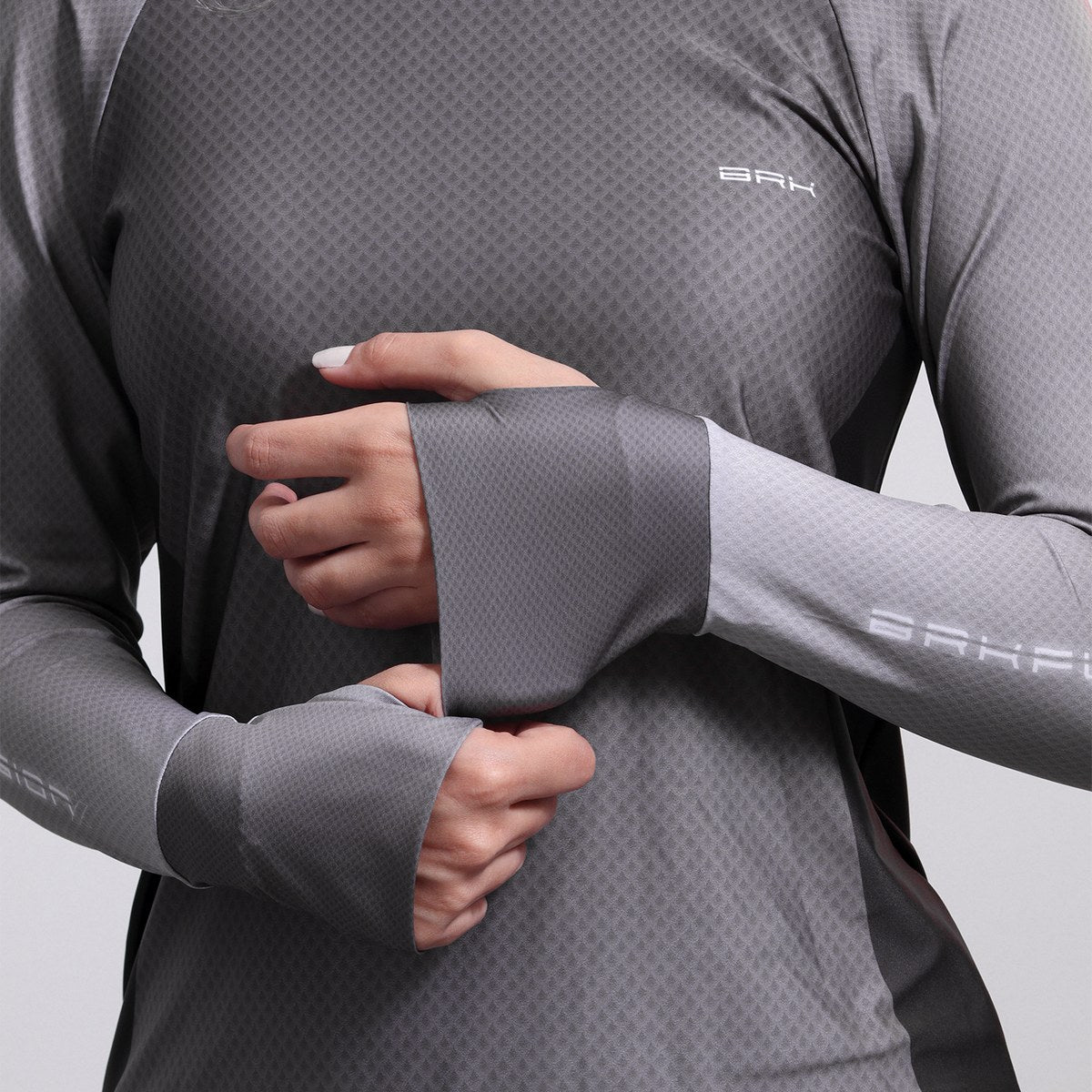 Camisa FusionX Feminina Brk Clean Cinza com Capuz e Proteção Solar UV50+ - Brk Fishing