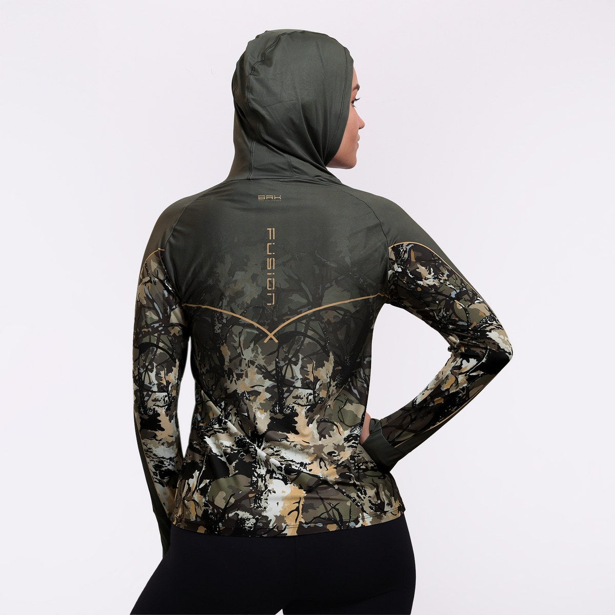 Camisa FusionX Feminina Brk Real Tree Verde e Proteção Solar UV50+ - Brk Fishing