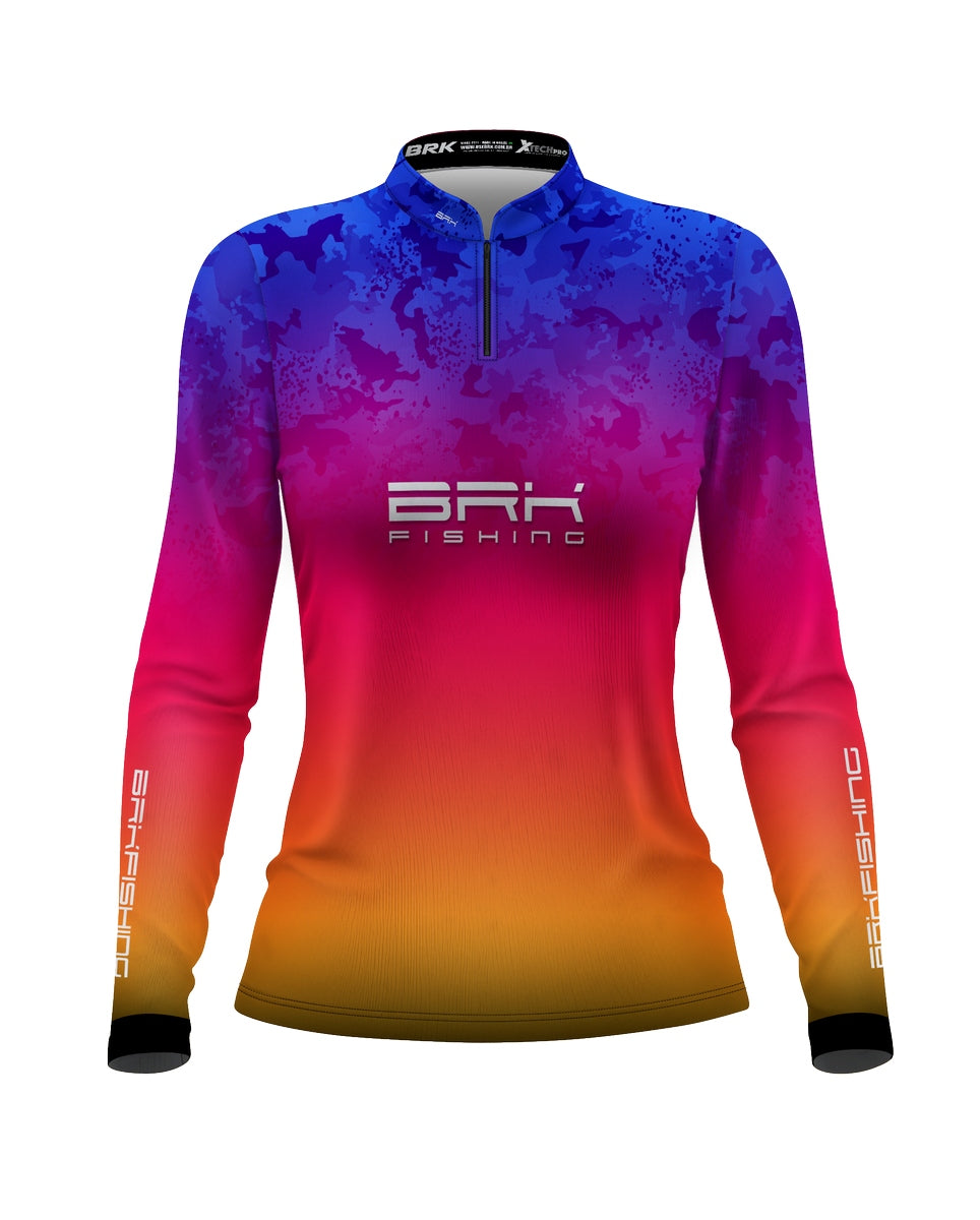 Camisa Feminina de Pesca Brk Femina Karambit Fade Camuflada com UV50+ - Brk Fishing