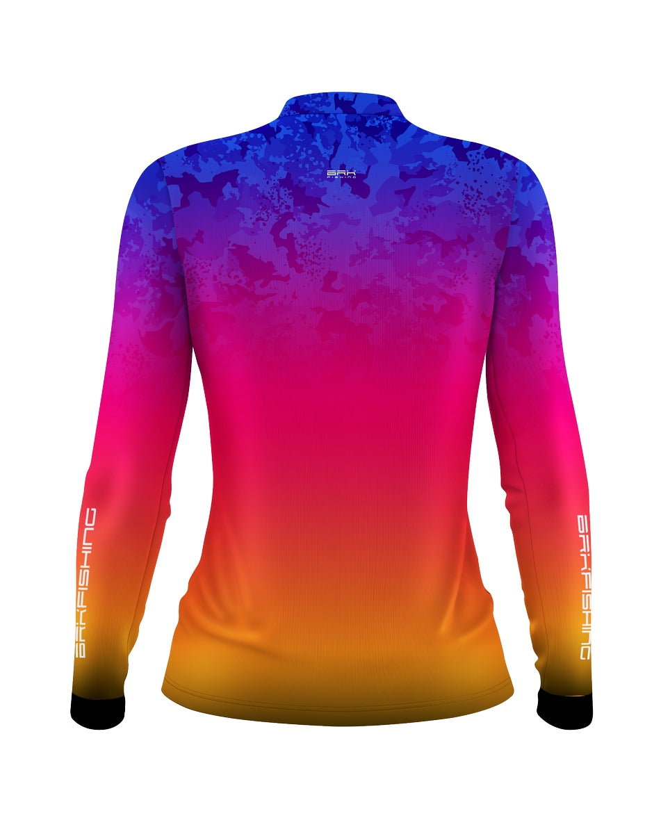 Camisa Feminina de Pesca Brk Femina Karambit Fade Camuflada com UV50+ - Brk Fishing