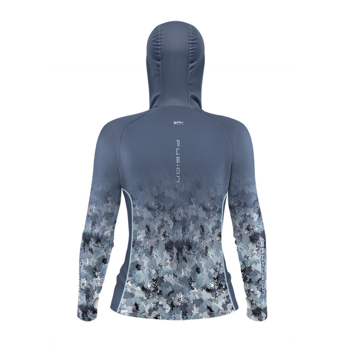 Camisa FusionX Feminina Brk Deep Camuflada Azul com Capuz e Proteção UV50+ - Brk Fishing