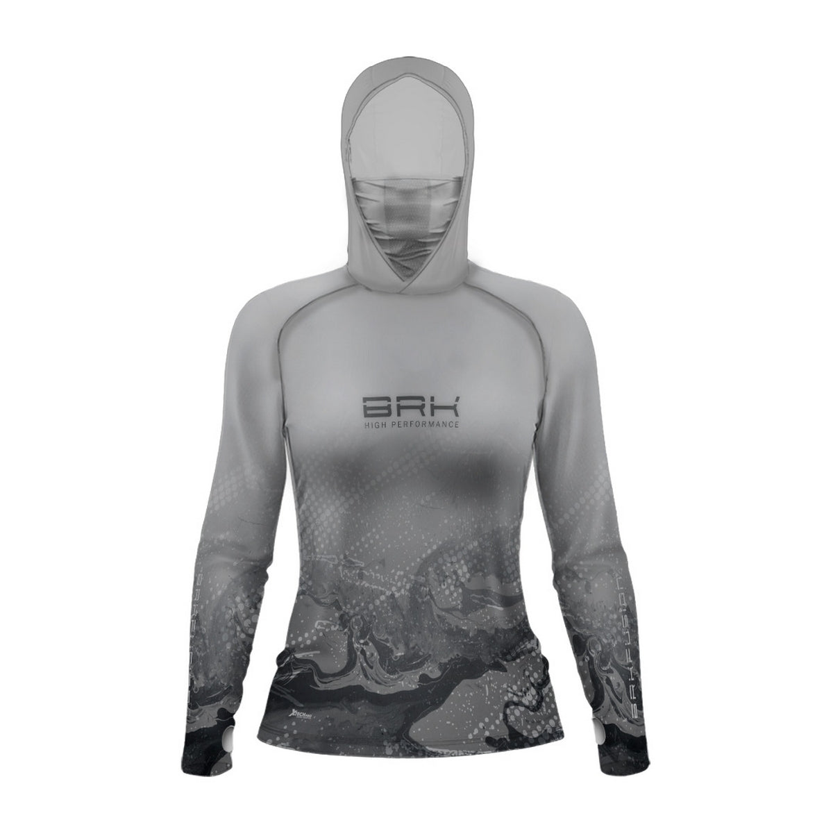 Camisa FusionX Feminina Brk Galaxy Cinza com Capuz e Proteção UV50+ - Brk Fishing