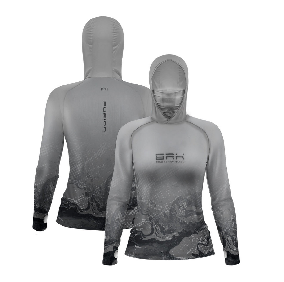 Camisa FusionX Feminina Brk Galaxy Cinza com Capuz e Proteção UV50+ - Brk Fishing