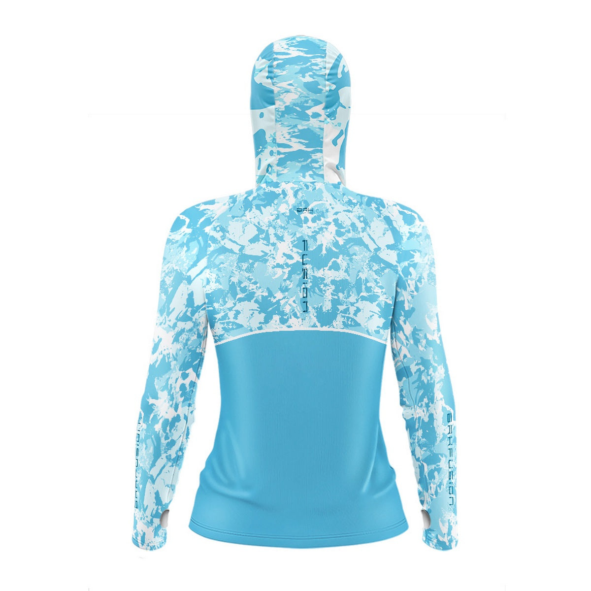 Camisa FusionX Feminina Brk Marine Azul Claro com Capuz e Proteção UV50+ - Brk Fishing