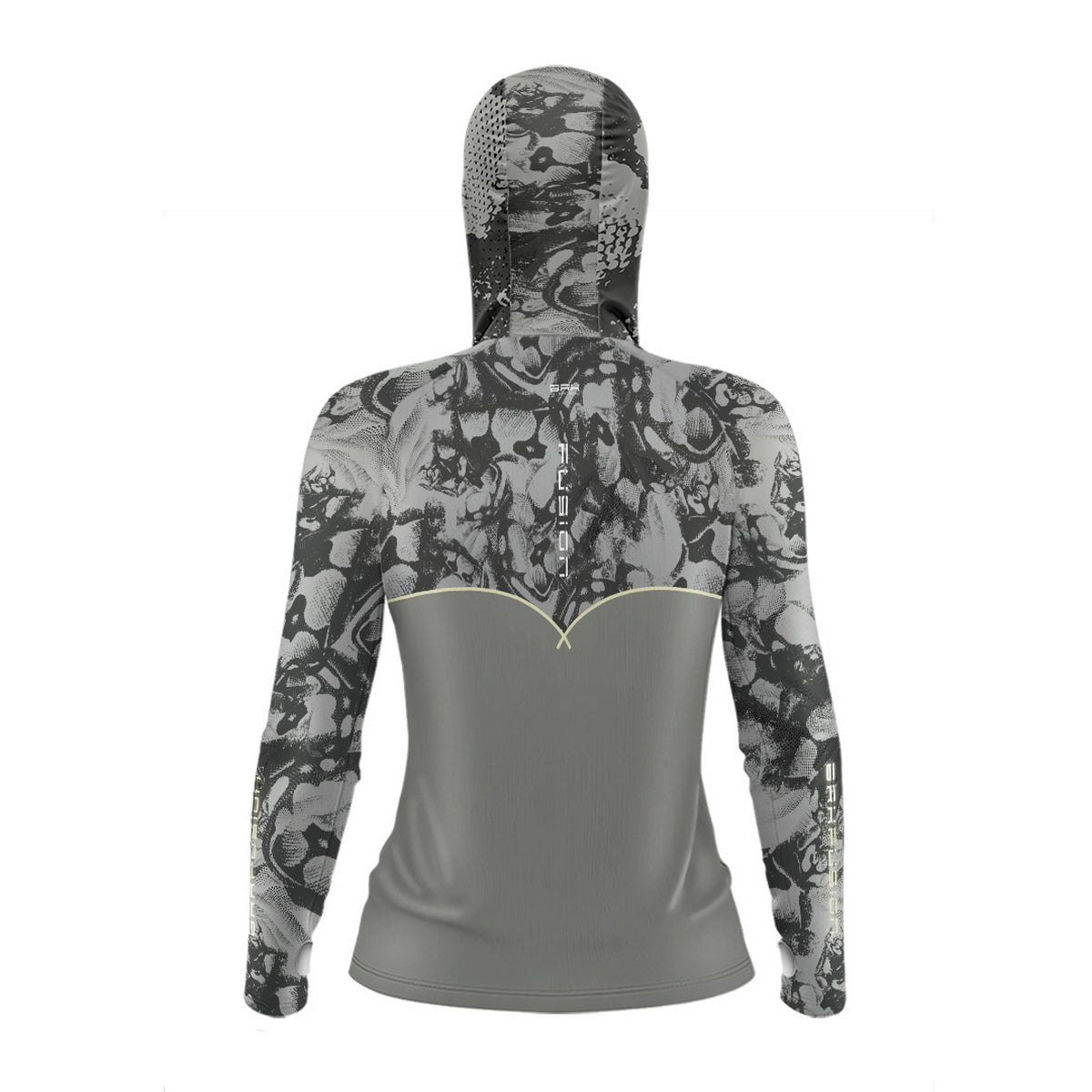 Camisa FusionX Feminina Brk Deep Cinza Camuflado com Capuz e Proteção UV50+ - Brk Fishing
