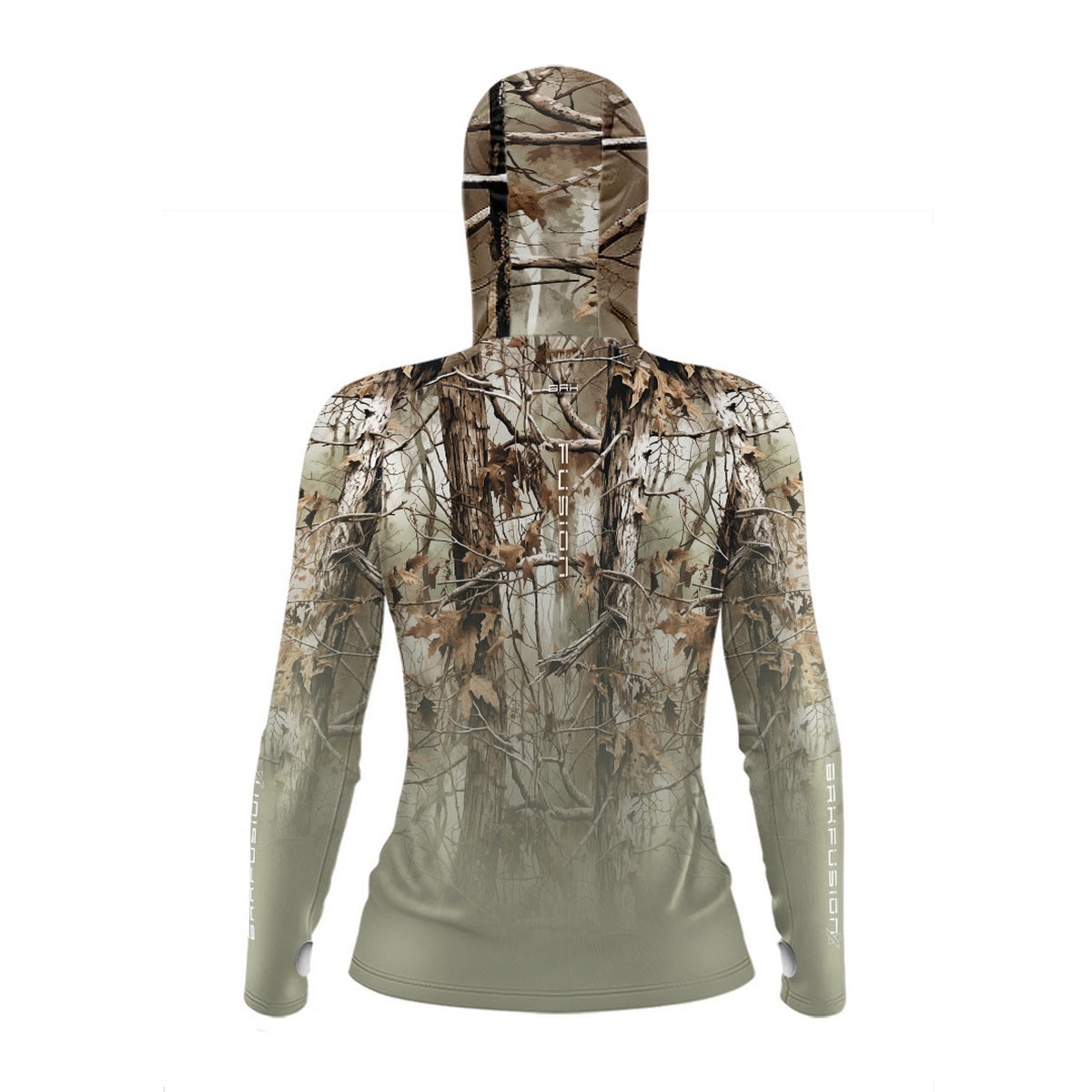 Camisa FusionX Feminina Brk Hunter Real Tree Camuflado com Capuz e Proteção UV50+ - Brk Fishing