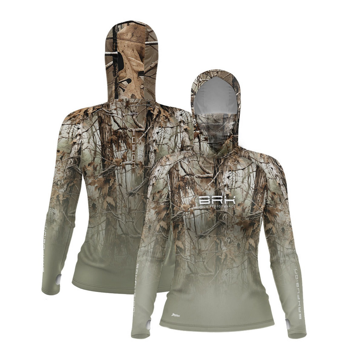 Camisa FusionX Feminina Brk Hunter Real Tree Camuflado com Capuz e Proteção UV50+ - Brk Fishing