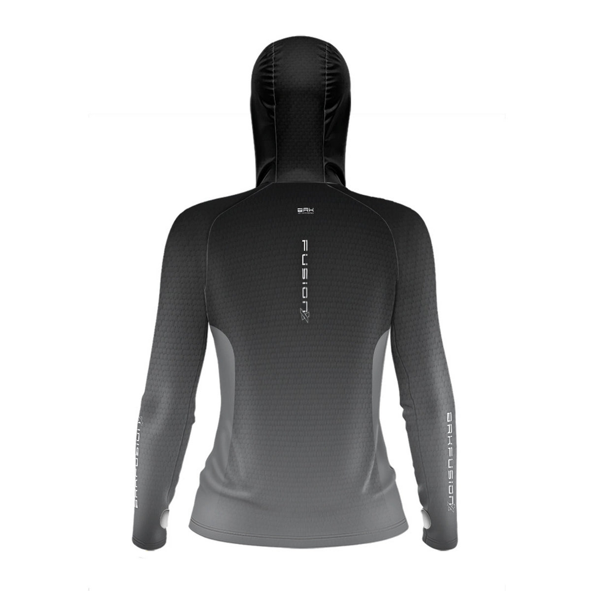 Camisa FusionX Feminina Brk Clean Preto Lisa com Capuz e Proteção UV50+ - Brk Fishing
