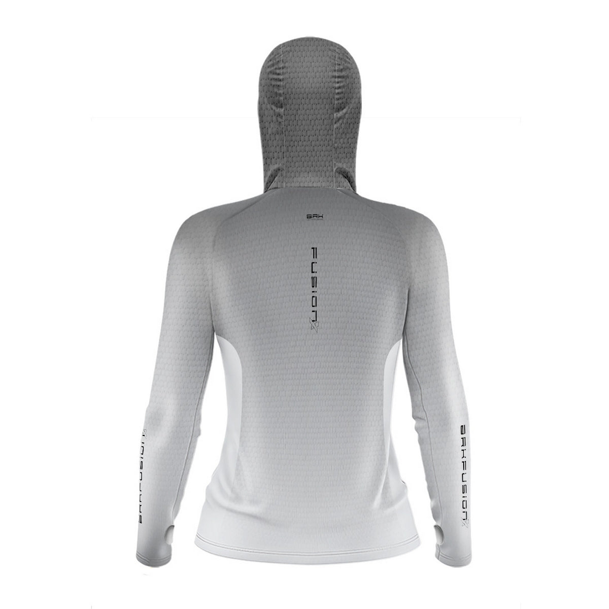 Camisa FusionX Feminina Brk Clean Branca e Cinza com Capuz e Proteção UV50+ - Brk Fishing