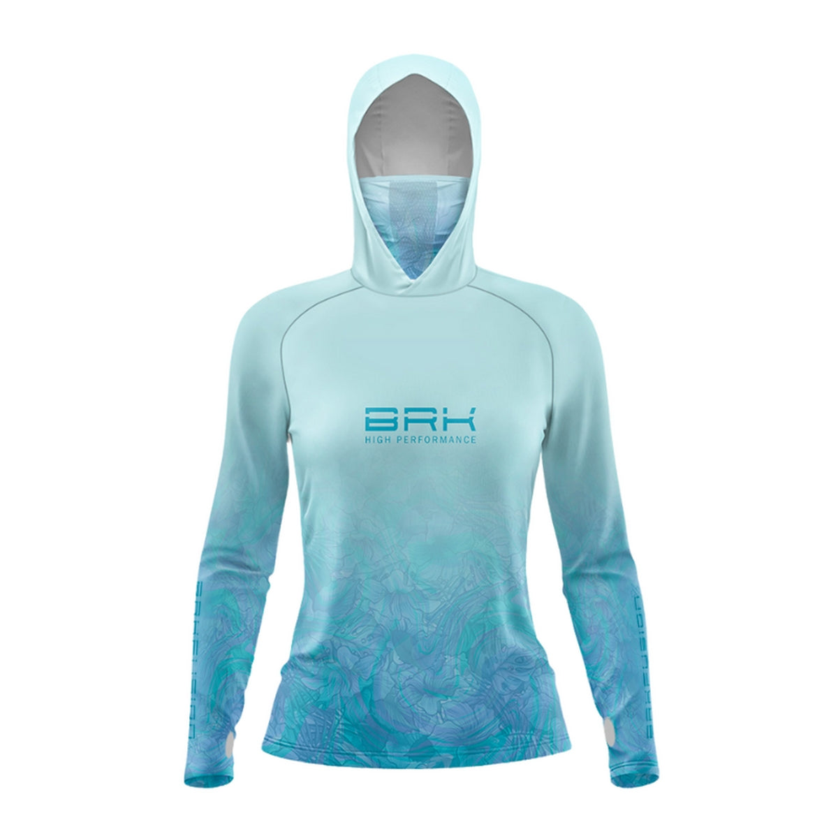 Camisa FusionX Feminina Brk Deep Azul Cristal com Capuz e Proteção Solar UV50+ - Brk Fishing