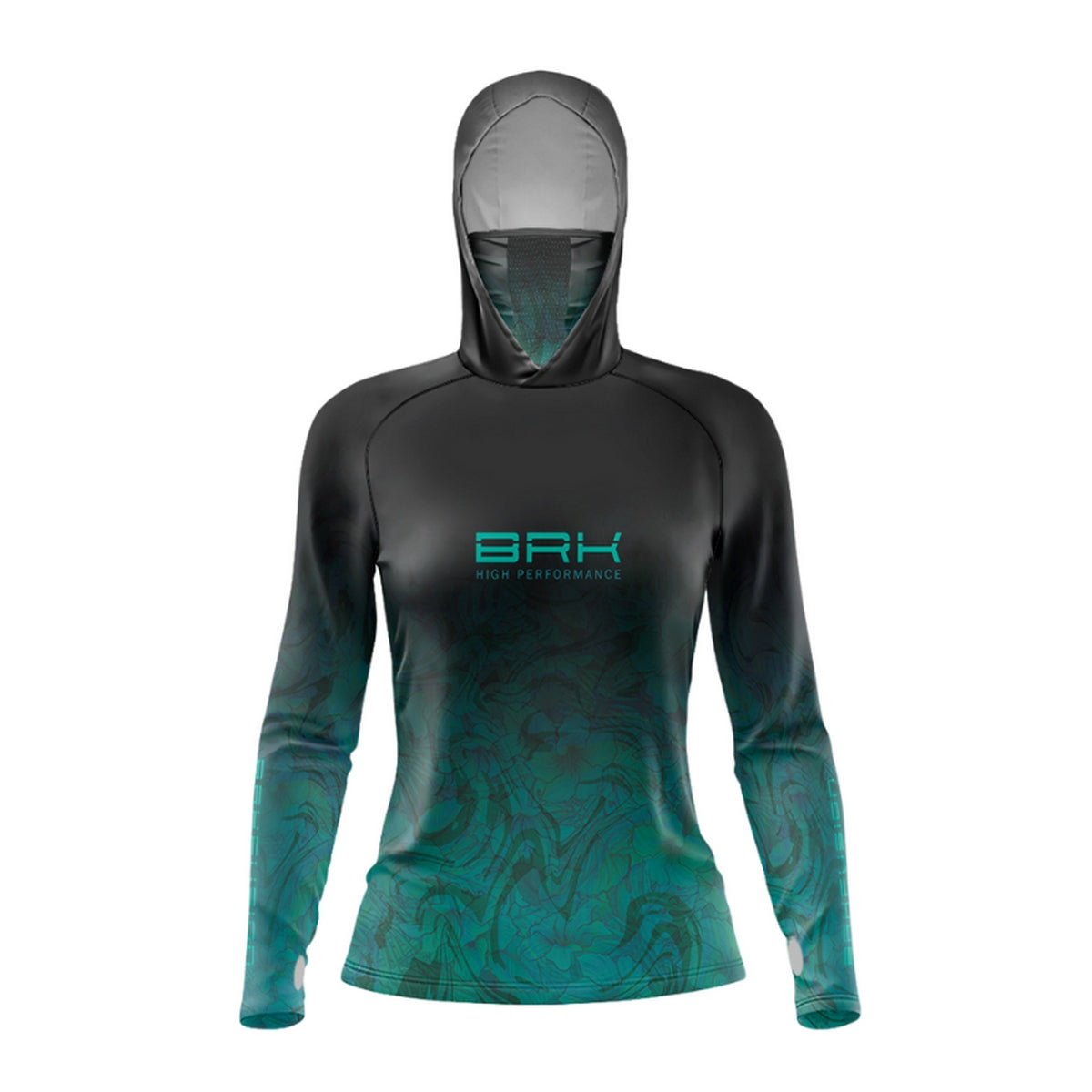 Camisa FusionX Feminina Brk Deep Azul Turquesa com Capuz e Proteção Solar UV50+ - Brk Fishing