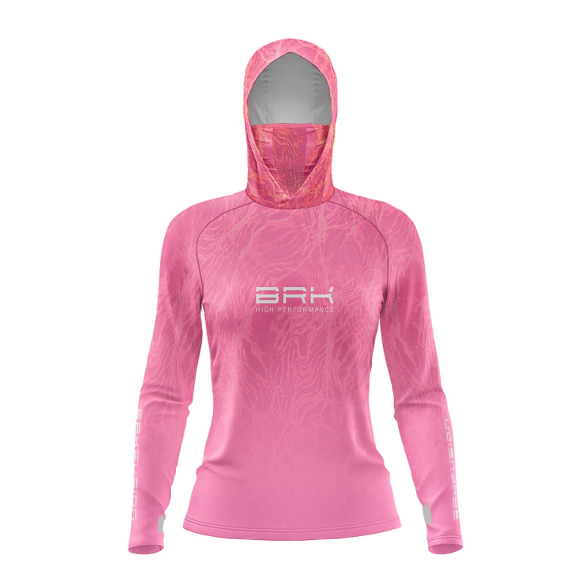 Camisa FusionX Feminina Brk Clean Efeito Água Rosa com Capuz e Proteção Solar UV50+ - Brk Fishing