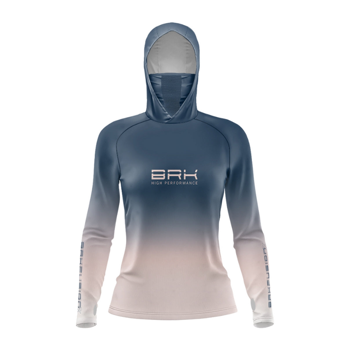Camisa FusionX Feminina Brk Clean Degradê Azul Bege com Capuz e Proteção Solar UV50+ - Brk Fishing