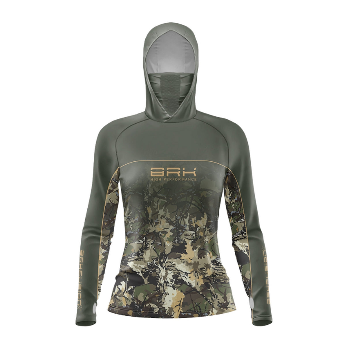 Camisa FusionX Feminina Brk Real Tree Verde e Proteção Solar UV50+ - Brk Fishing