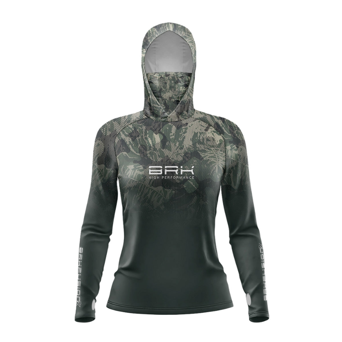 Camisa FusionX Feminina Brk Camuflada Verde e Proteção Solar UV50+ - Brk Fishing