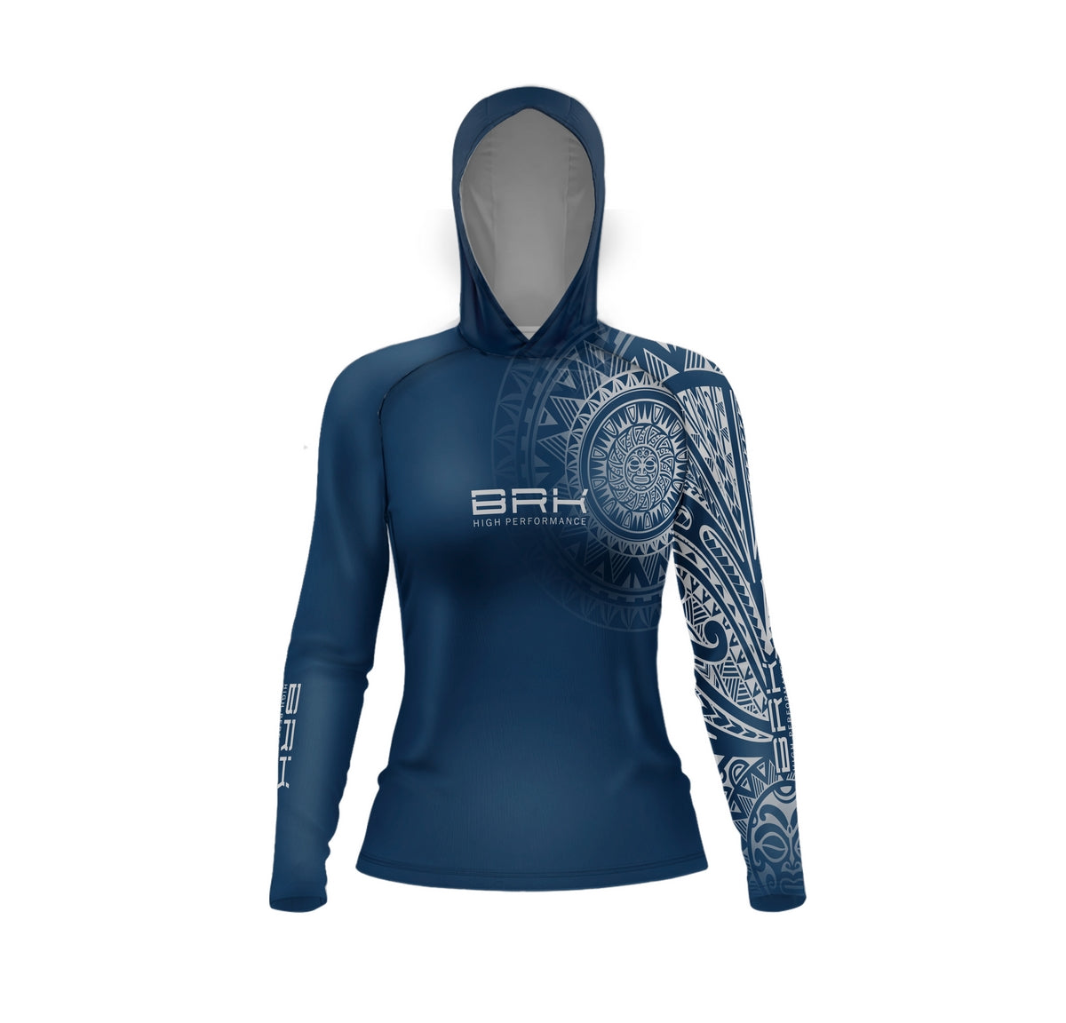 Camisa com Capuz Feminina Brk Maori Azul Marinho com Proteção Solar UV50+ - Brk Fishing