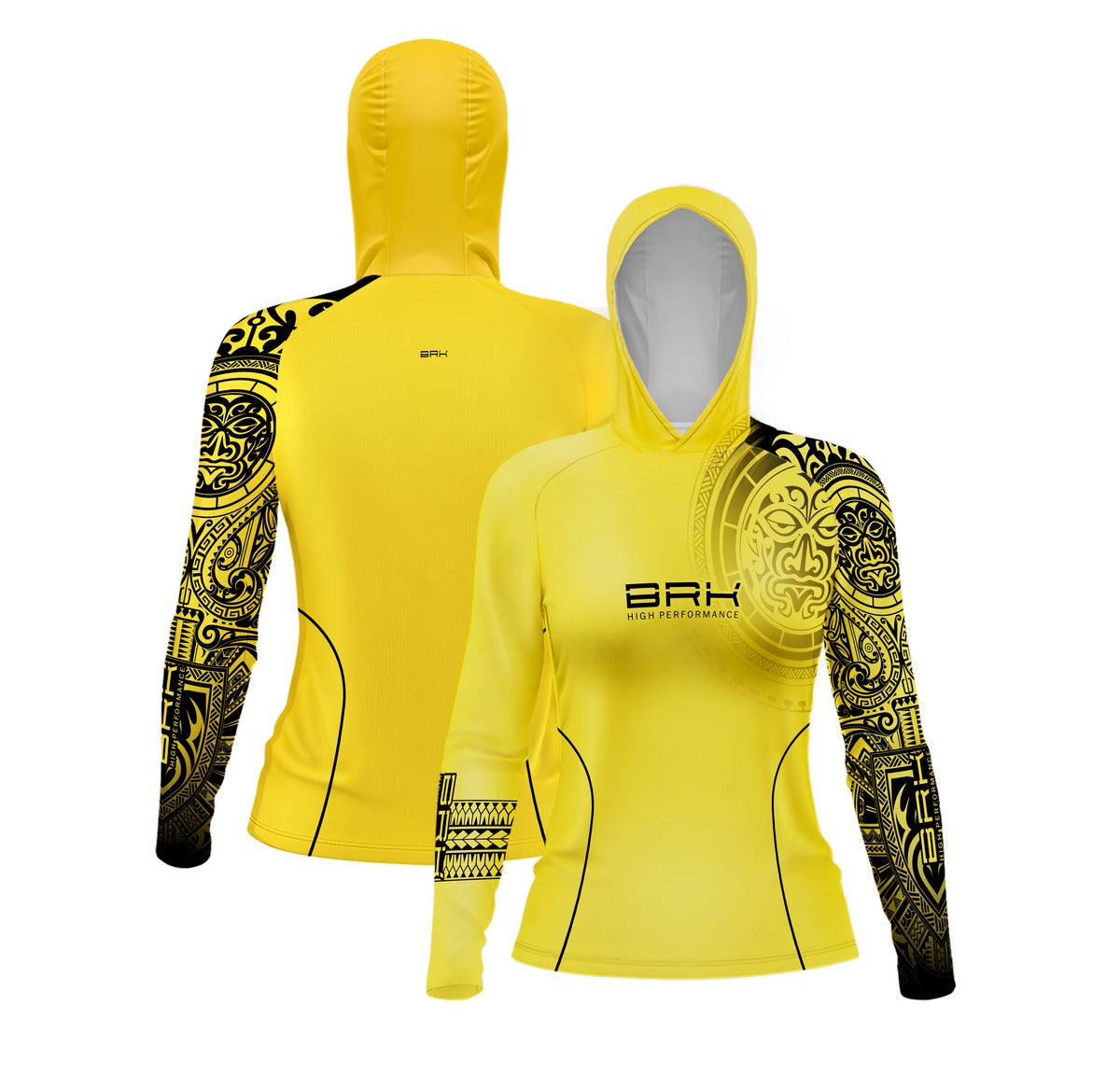 Camisa com Capuz Feminina Brk Maori Amarelo com Proteção Solar UV50+ - Brk Fishing