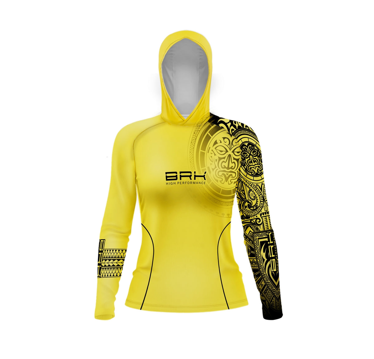 Camisa com Capuz Feminina Brk Maori Amarelo com Proteção Solar UV50+ - Brk Fishing