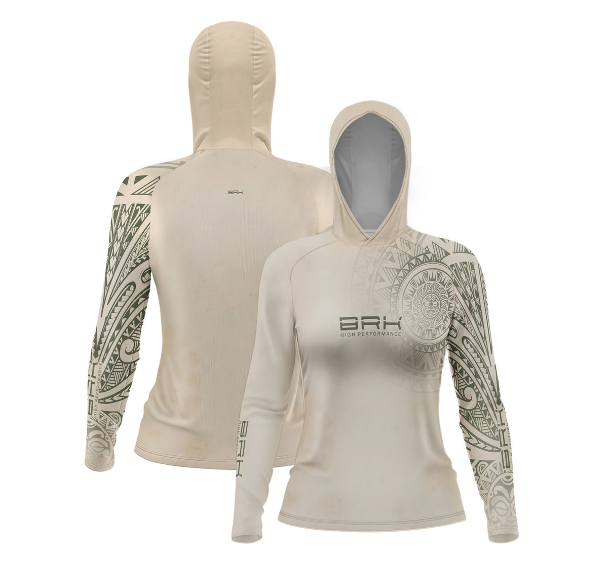 Camisa com Capuz Feminina Brk Maori Bege com Proteção Solar UV50+ - Brk Fishing