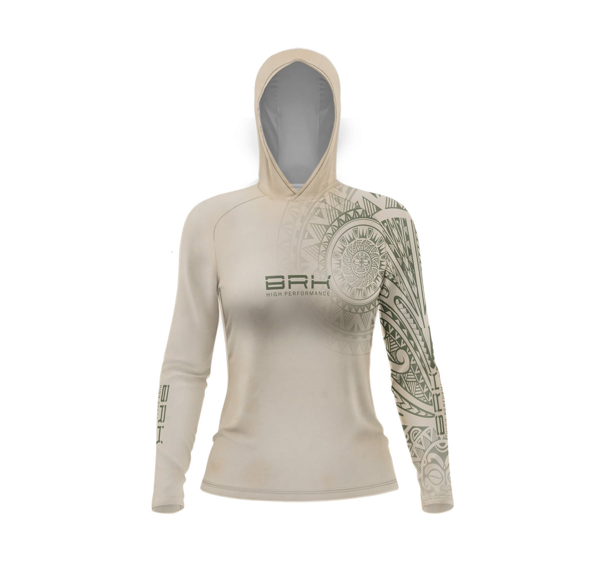 Camisa com Capuz Feminina Brk Maori Bege com Proteção Solar UV50+ - Brk Fishing