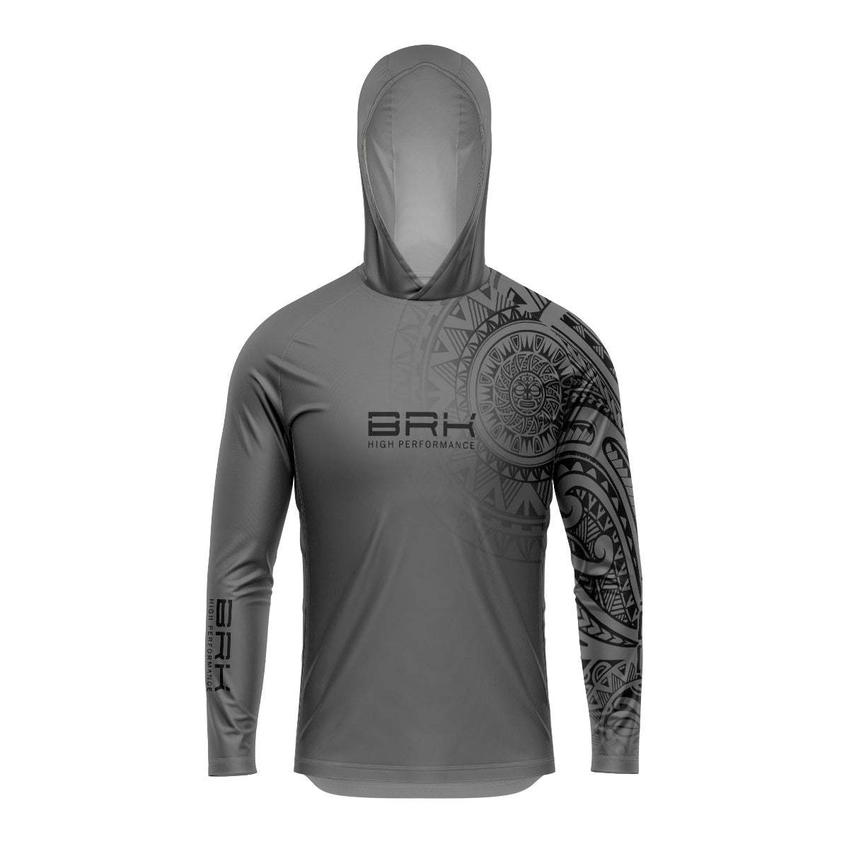 Camisa com Capuz Brk Maori Cinza com Preto com Proteção Solar UV50+ Brk Fishing