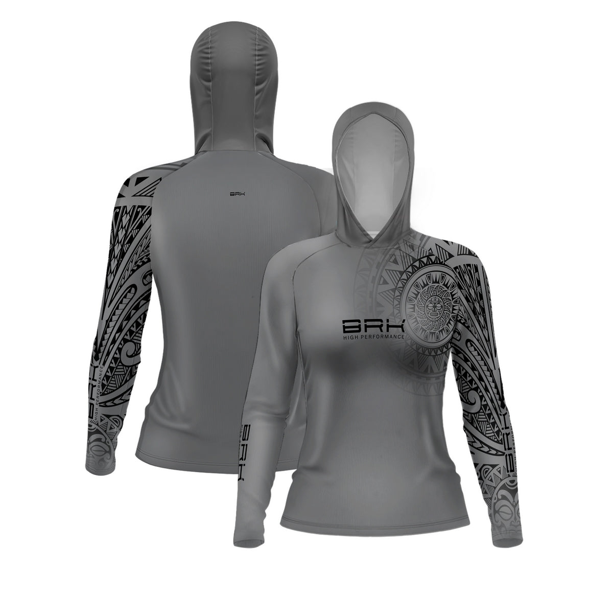 Camisa com Capuz Feminina Brk Maori Cinza com Preto com Proteção Solar UV50+ - Brk Fishing
