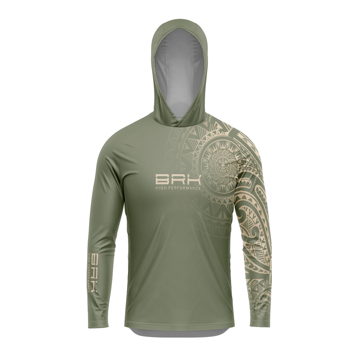 Camisa com Capuz Brk Maori Verde Musgo com Proteção Solar UV50+ - Brk Fishing