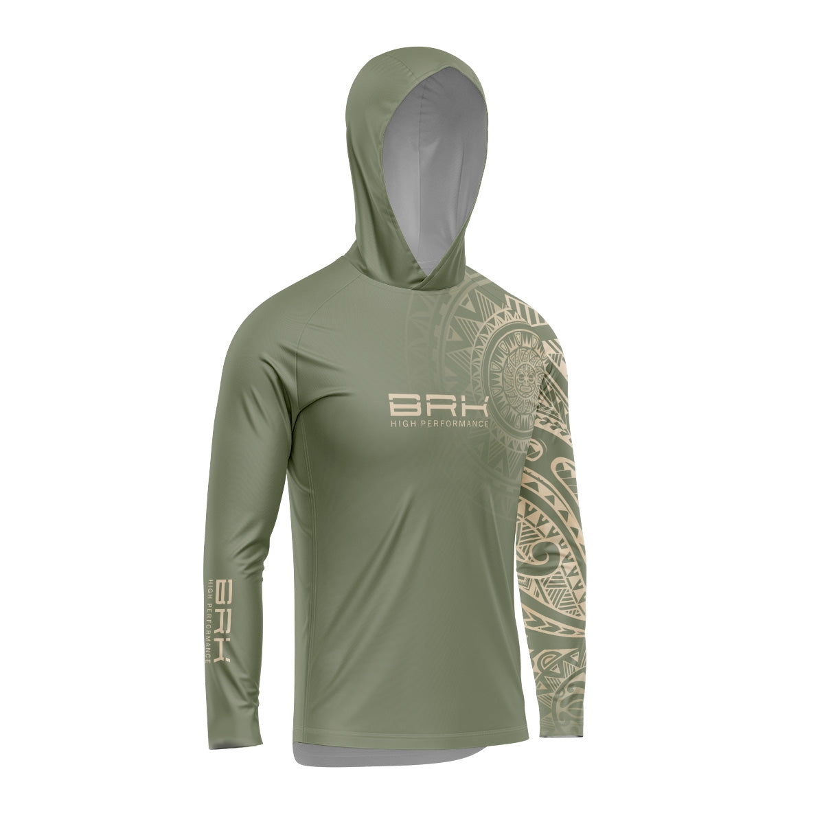 Camisa com Capuz Brk Maori Verde Musgo com Proteção Solar UV50+ - Brk Fishing