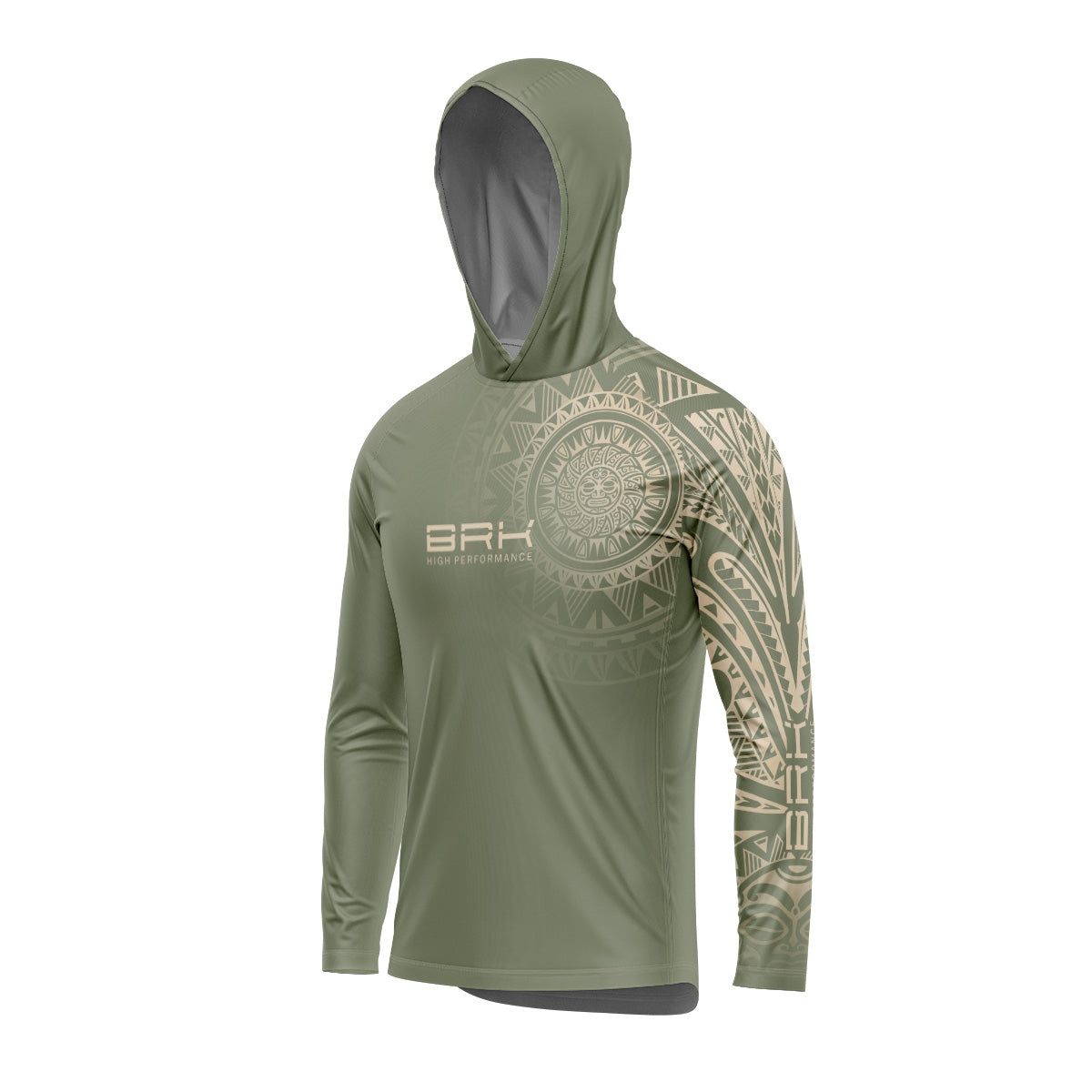 Camisa com Capuz Brk Maori Verde Musgo com Proteção Solar UV50+ - Brk Fishing
