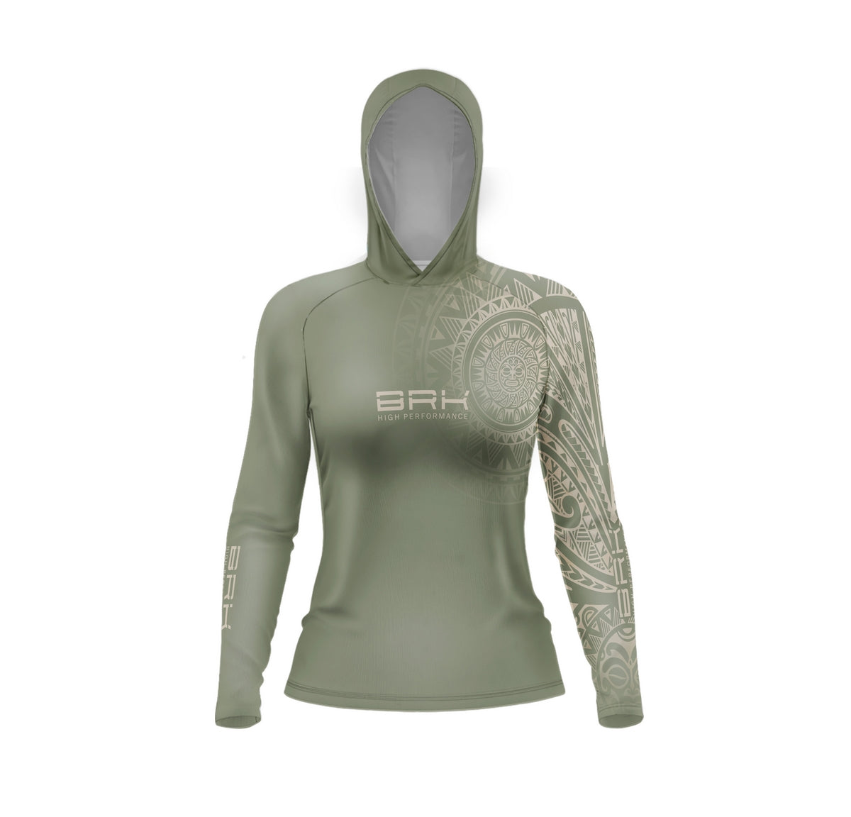 Camisa com Capuz Feminina Brk Maori Verde Musgo com Proteção Solar UV50+ - Brk Fishing