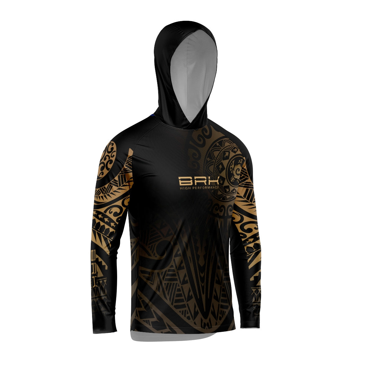 Camisa com Capuz Brk Maori Bege e Preto com Proteção Solar UV50+ - Brk Fishing