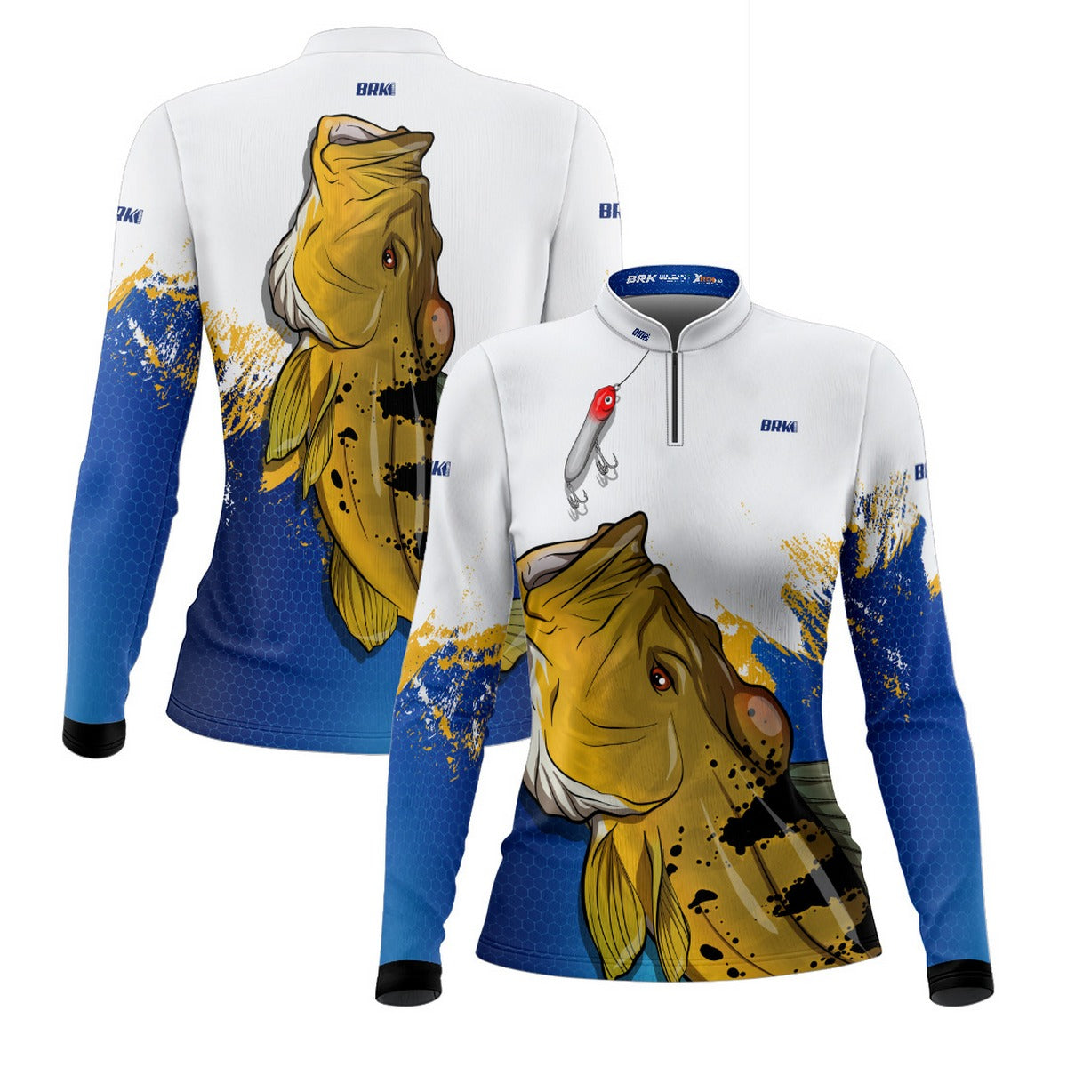 Camisa de Pesca Feminina Brk Tucunaré Amarelo com Proteção UV50+ Brk Fishing