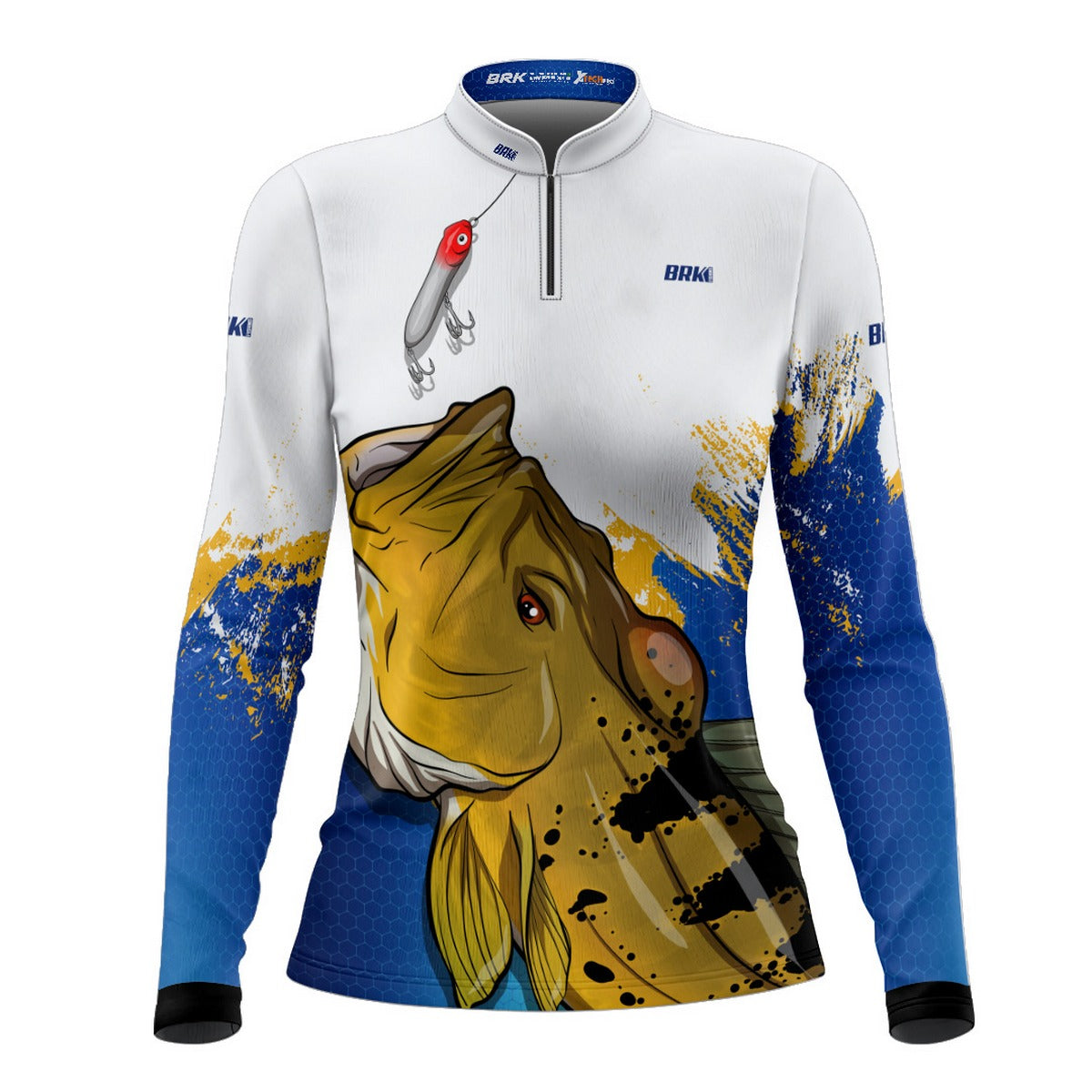 Camisa de Pesca Feminina Brk Tucunaré Amarelo com Proteção UV50+ Brk Fishing