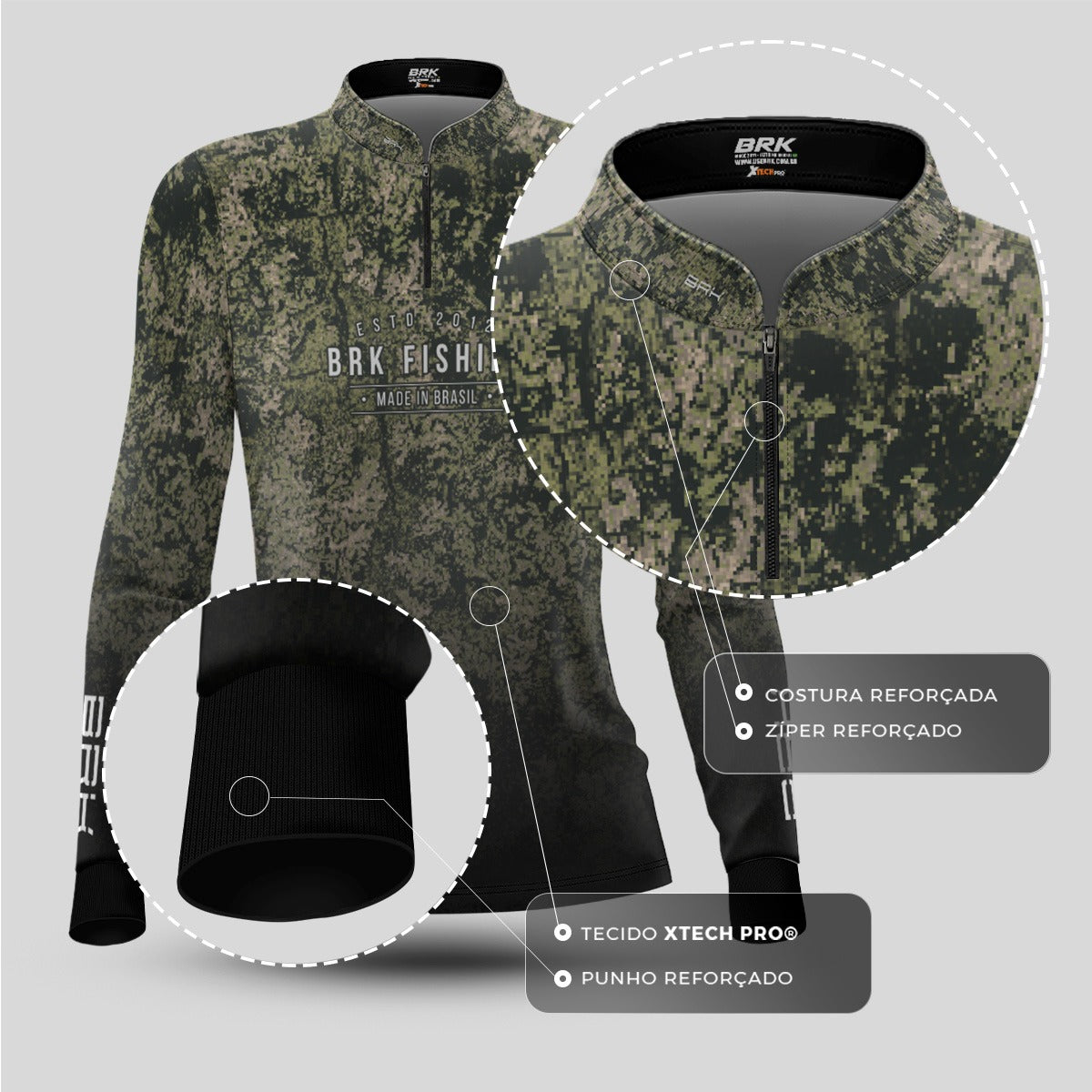 Camisa de Pesca Feminina Brk Camo Fishing com Proteção UV50+ - Brk Fishing