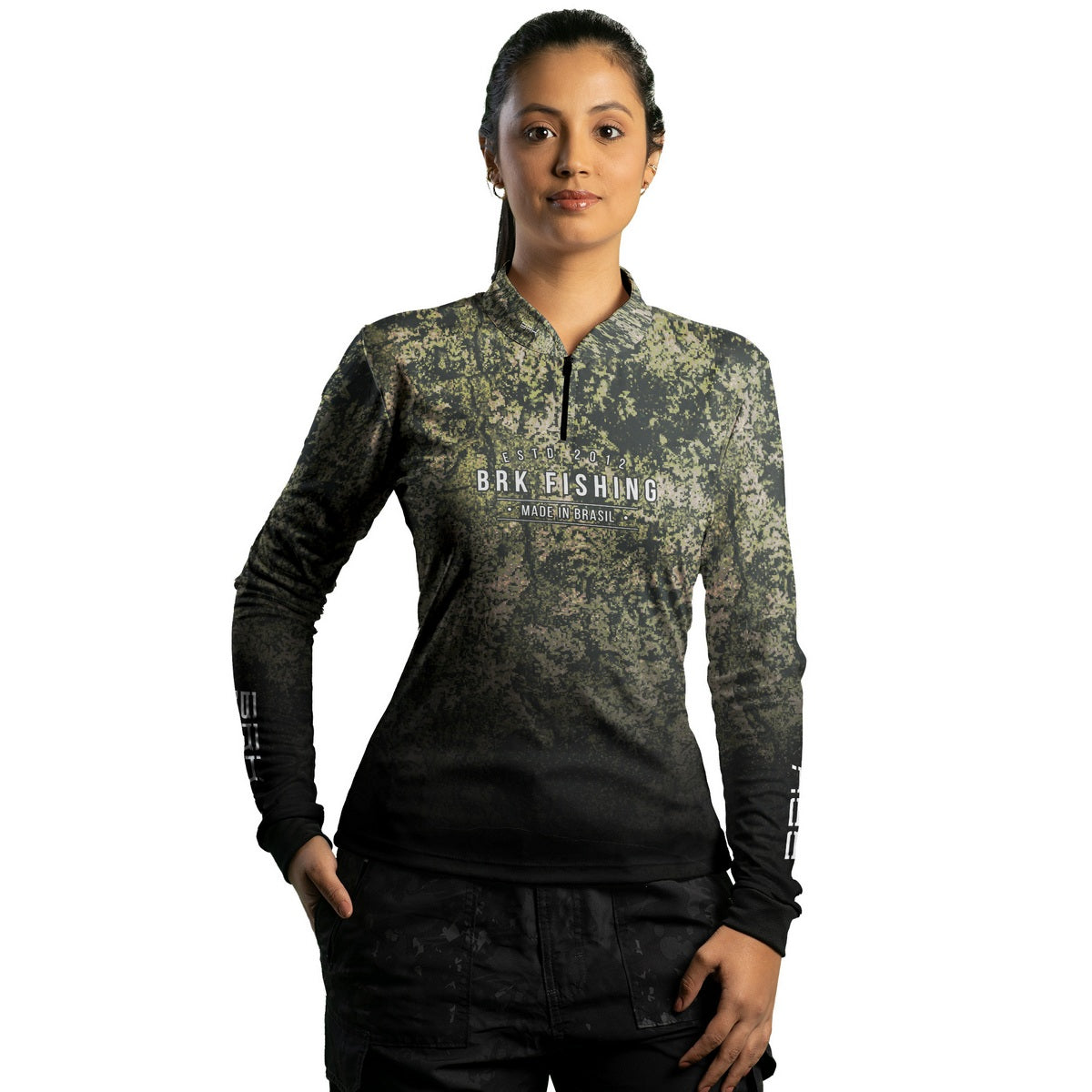 Camisa de Pesca Feminina Brk Camo Fishing com Proteção UV50+ - Brk Fishing