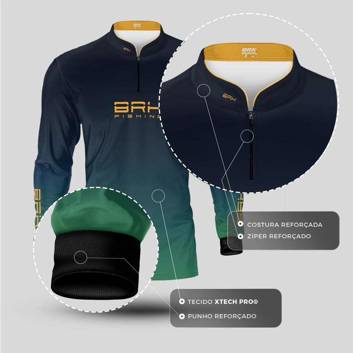 Camisa de Pesca Brk Degradê Peixe Dourado com Proteção UV50+ - Brk Fishing