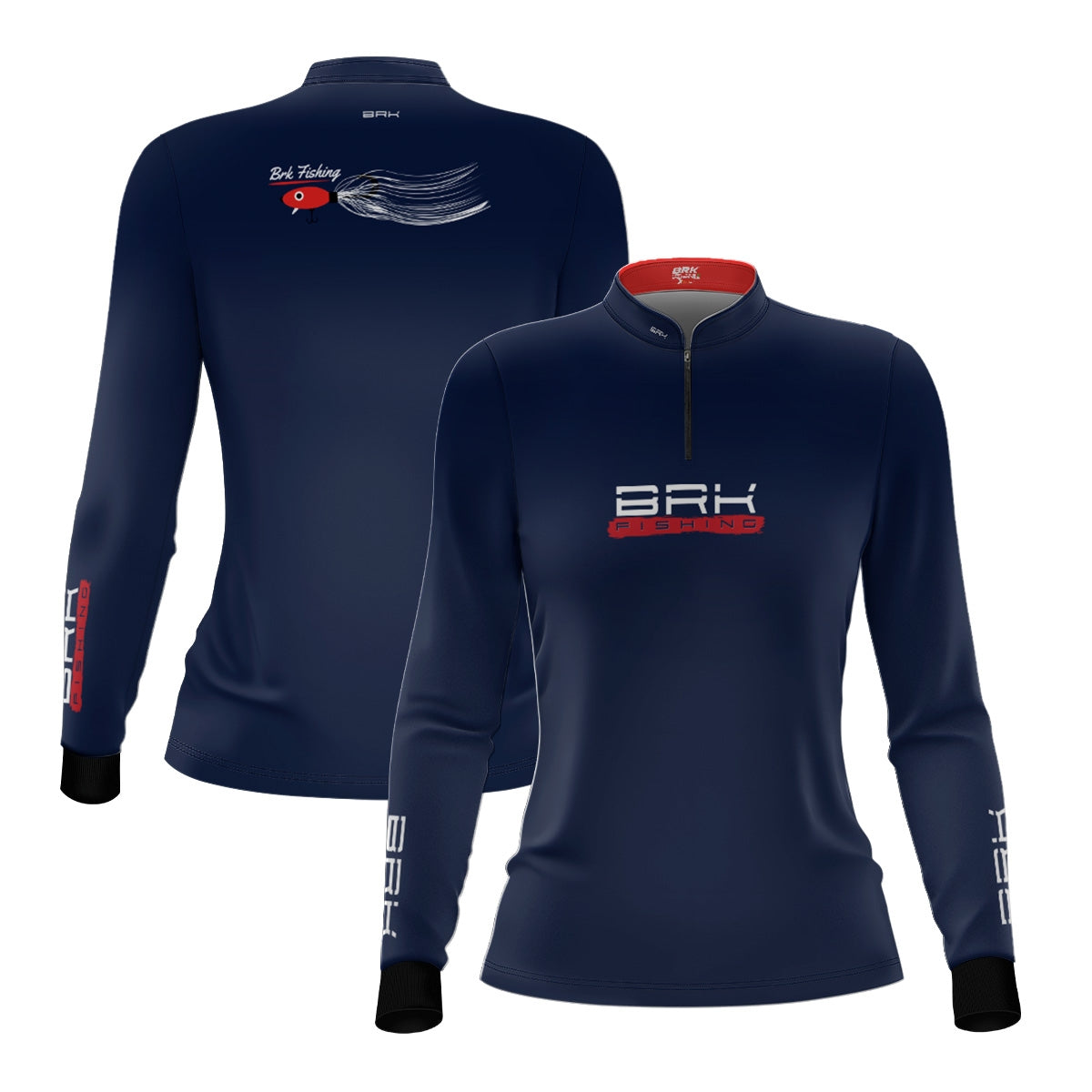 Camisa de Pesca Feminina Brk Azul Isca Artificial com Proteção UV50+ - Brk Fishing