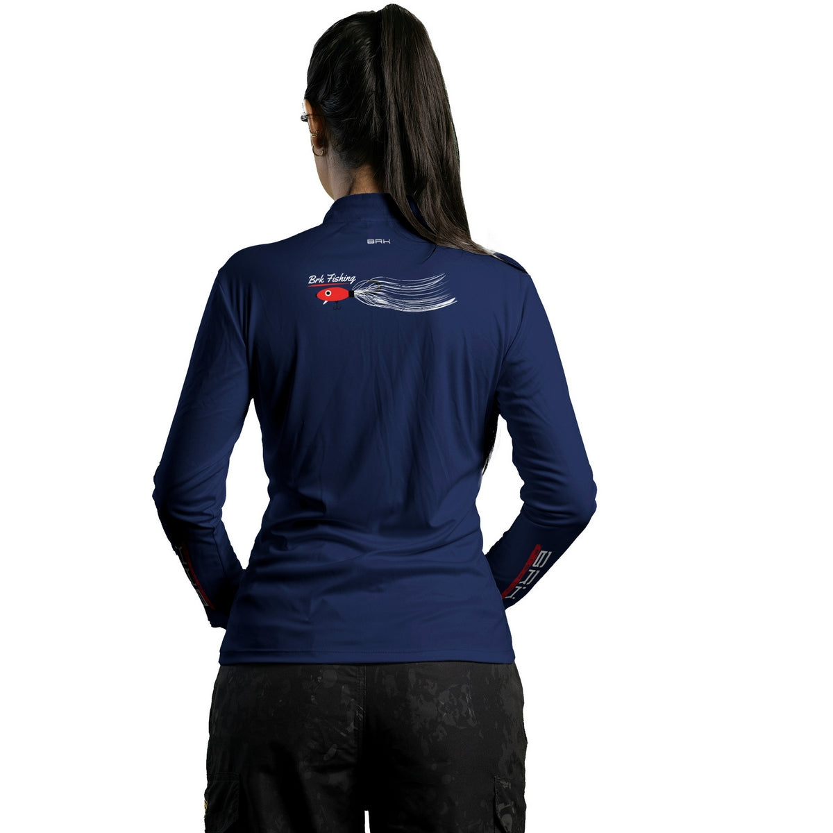 Camisa de Pesca Feminina Brk Azul Isca Artificial com Proteção UV50+ - Brk Fishing