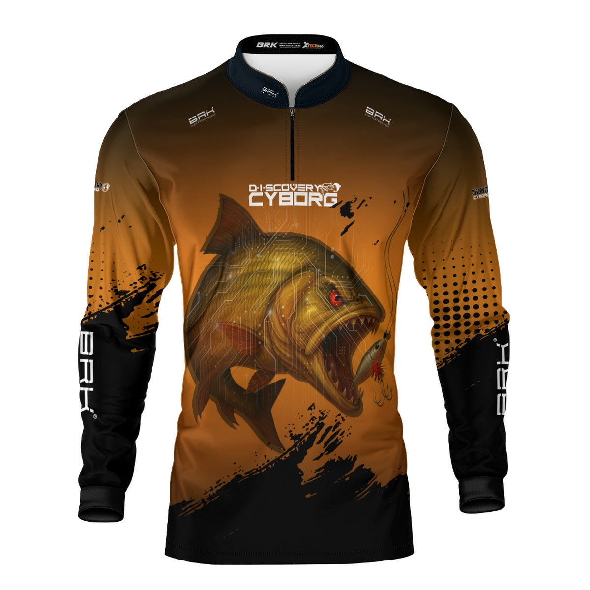 Camisa de Pesca Brk Cyborg Dourado Laranja com Proteção UV50+ - Brk Fishing
