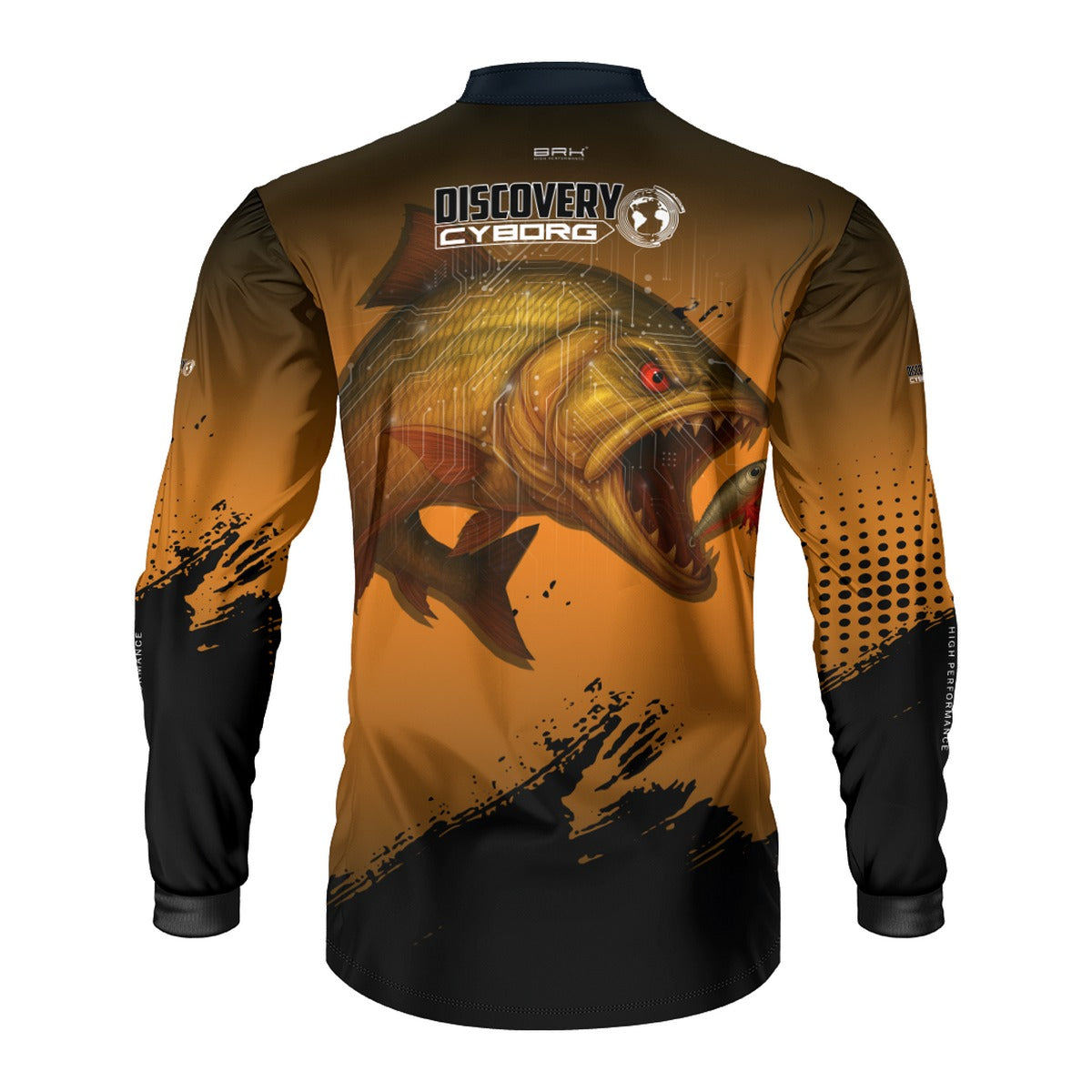Camisa de Pesca Brk Cyborg Dourado Laranja com Proteção UV50+ - Brk Fishing