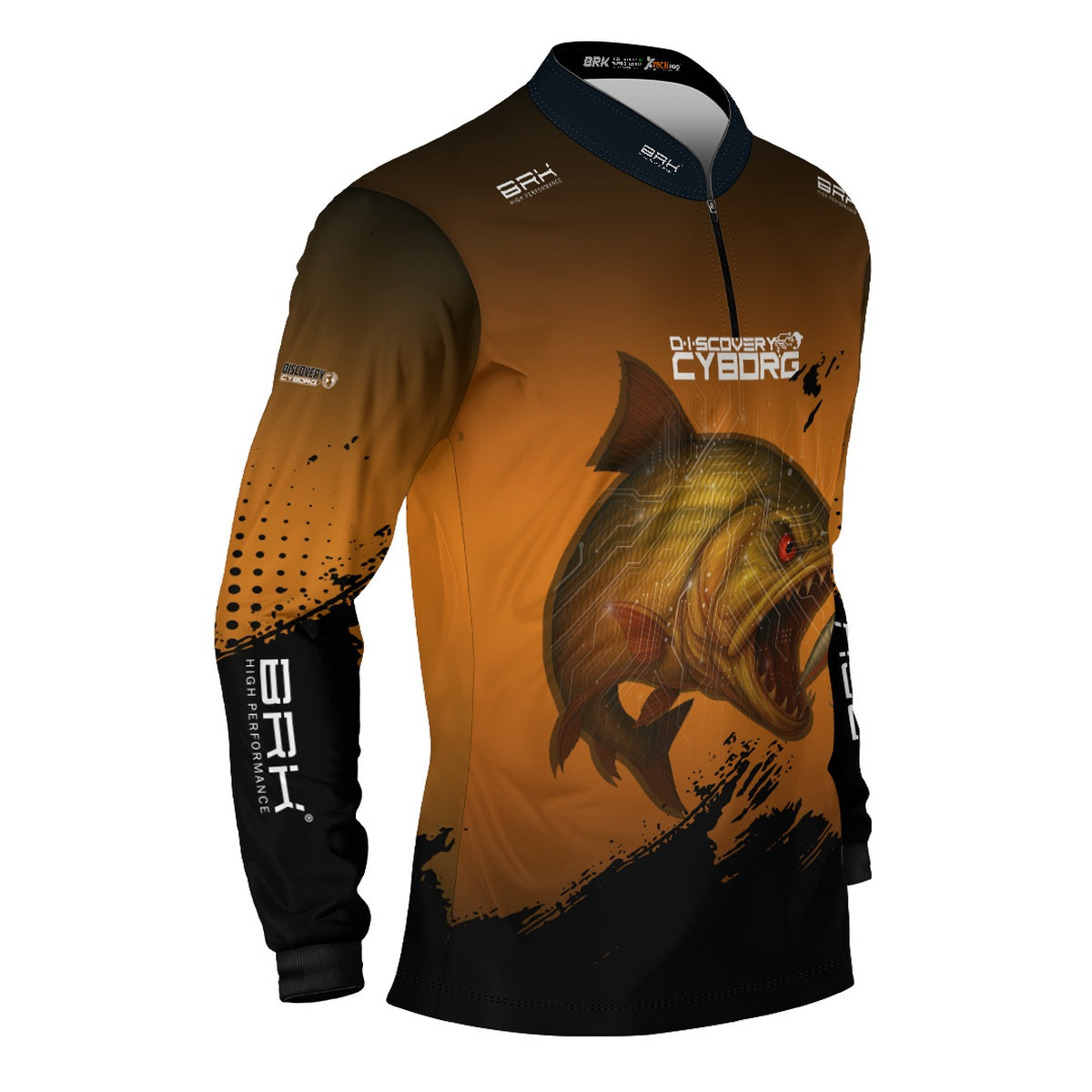 Camisa de Pesca Brk Cyborg Dourado Laranja com Proteção UV50+ - Brk Fishing